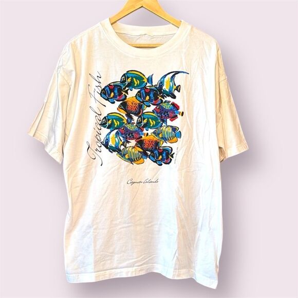 PEER Vintage 1998 Grand Cayman Tropical Fish Graphic Tee - Picture 1 of 11